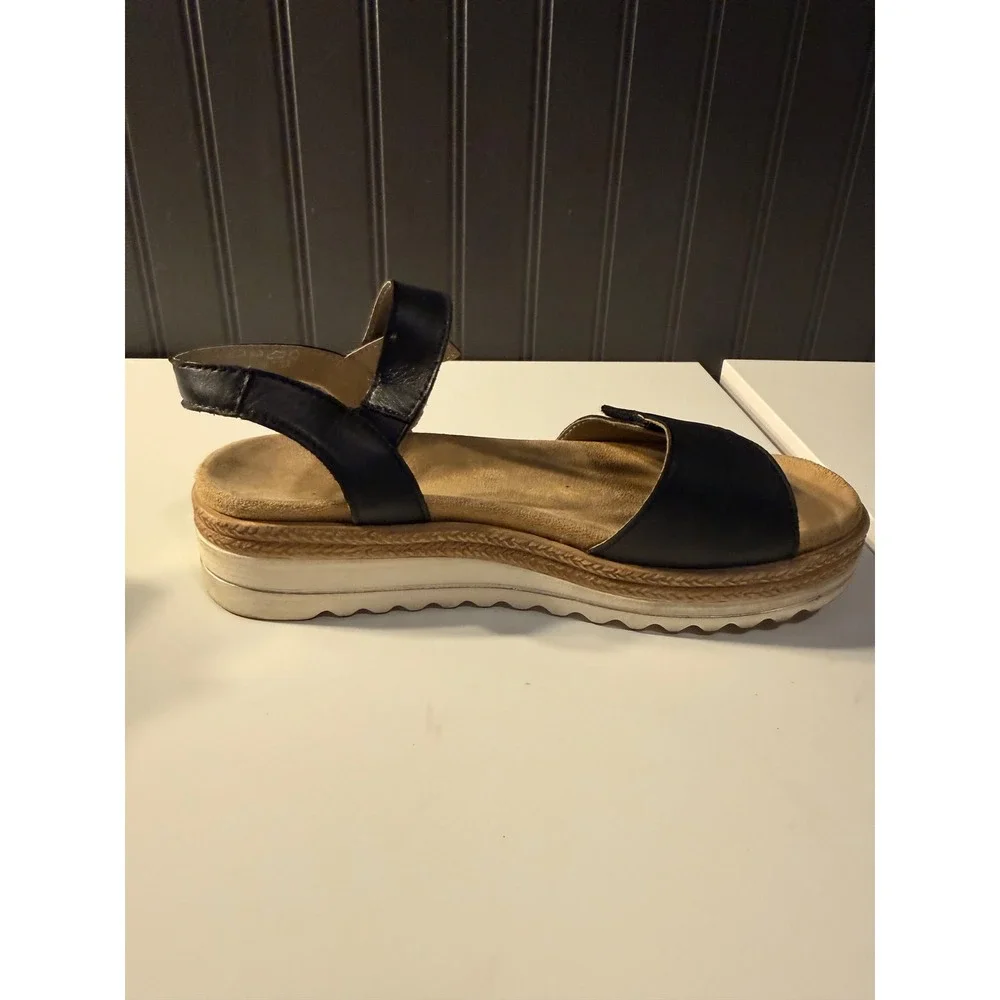 Remonte leather shoes sandles black leather with white platform sides